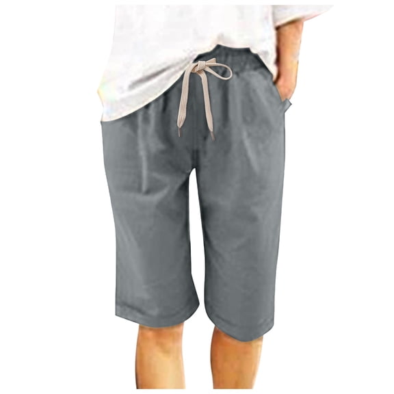 Womens Shorts Double Layered Pleats Hem Straight Leg Pants High Waist Sports Loose Fashion Pants Baggy Dressy Casual Womens Jorts S-4XL