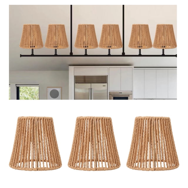 Pantalla Tejida, Pantalla De Lámpara De Mesa Segura Decorativa Respetuosa Con El Medio Ambiente 3 Piezas Para Dormitorio