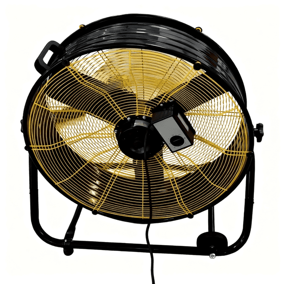 UrbanSync Ecotronic 24" Drum Fan , 3-Speed High Velocity Heavy Duty Metal Fan with 360° Tilt, Casters, Handle, Black