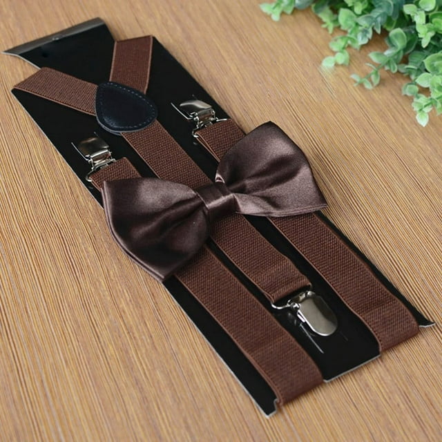 MYG Men Matching Suspenders Braces&Bow Tie Combo Sets Fancy Costume