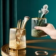 thumbnail image 3 of Makeup Brush Cup Holder Organizer for Vanity, Acrylic Vintage Green Make Up Brushes Holders Container Storage with Striped Design for Bathroom Countertop, Pen Pencil Holder Cosmetic Cup for Desk, 3 of 5