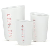 Badiano 3 Pcs High Heat Flexible Silicone Cups Set with ml/oz Marked  for Measuring Pouring, White