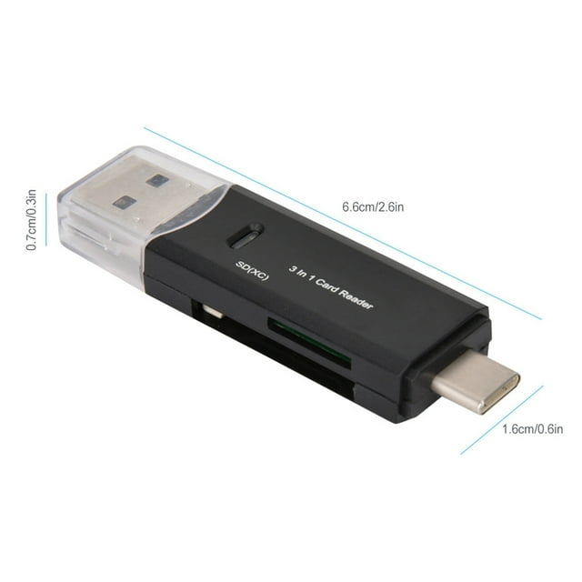 Lector de tarjetas ANGGREK Micro USB 3 en 1 alta velocidad Negro y Blanco