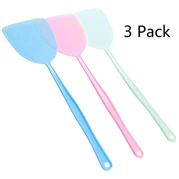 Taotanxi Fly Swatter Multi-pacl Manual, Flexible & Heavy Duty Fly Swatters Thick Handle,Green,Pink,Blue 3 Pack