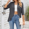 thumbnail image 4 of JGGSPWM Womens Dressy Casual Tops 3/4 Sleeve Shirts Open Front Cardigan Teen Girl Tunic Solid Ruffle Shrugs Cardigans Casual Elegant Outwear Gray M, 4 of 8