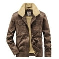 thumbnail image 2 of Babysbule Mens Winter Coats The Fashion Casual Winter Lapel Casual Jacket And Velvet Padded Jacket Long Sleeve Hoodless Casual Outwear & Jackets, 2 of 9