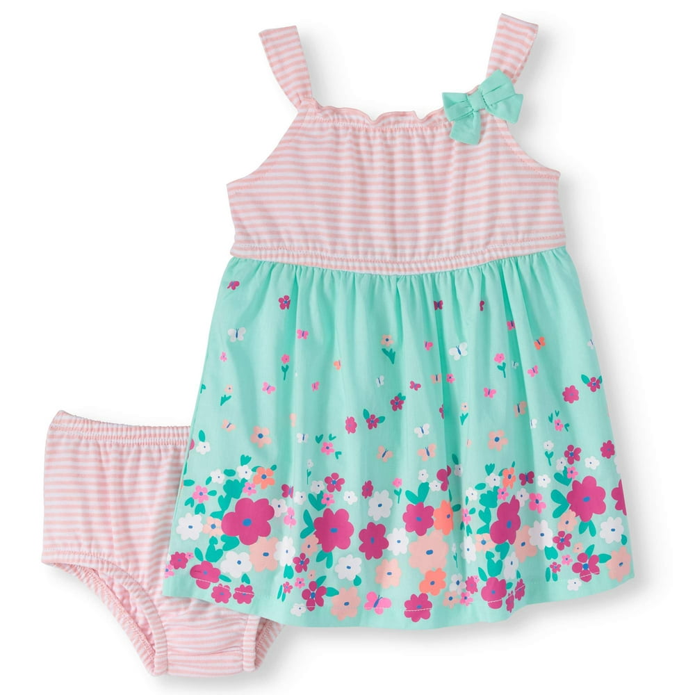Healthtex - Baby Girl Knit and Woven Babydoll Dress & Diaper Cover, 2pc ...