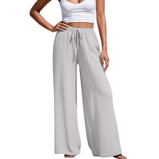 WILLBEST Pantalones Casuales para Mujer, Cómodos, para Uso Diario, elegantes, con Cordón, Corte Recto, Ideales para Primavera y Verano con Camisetas. Extra Grande