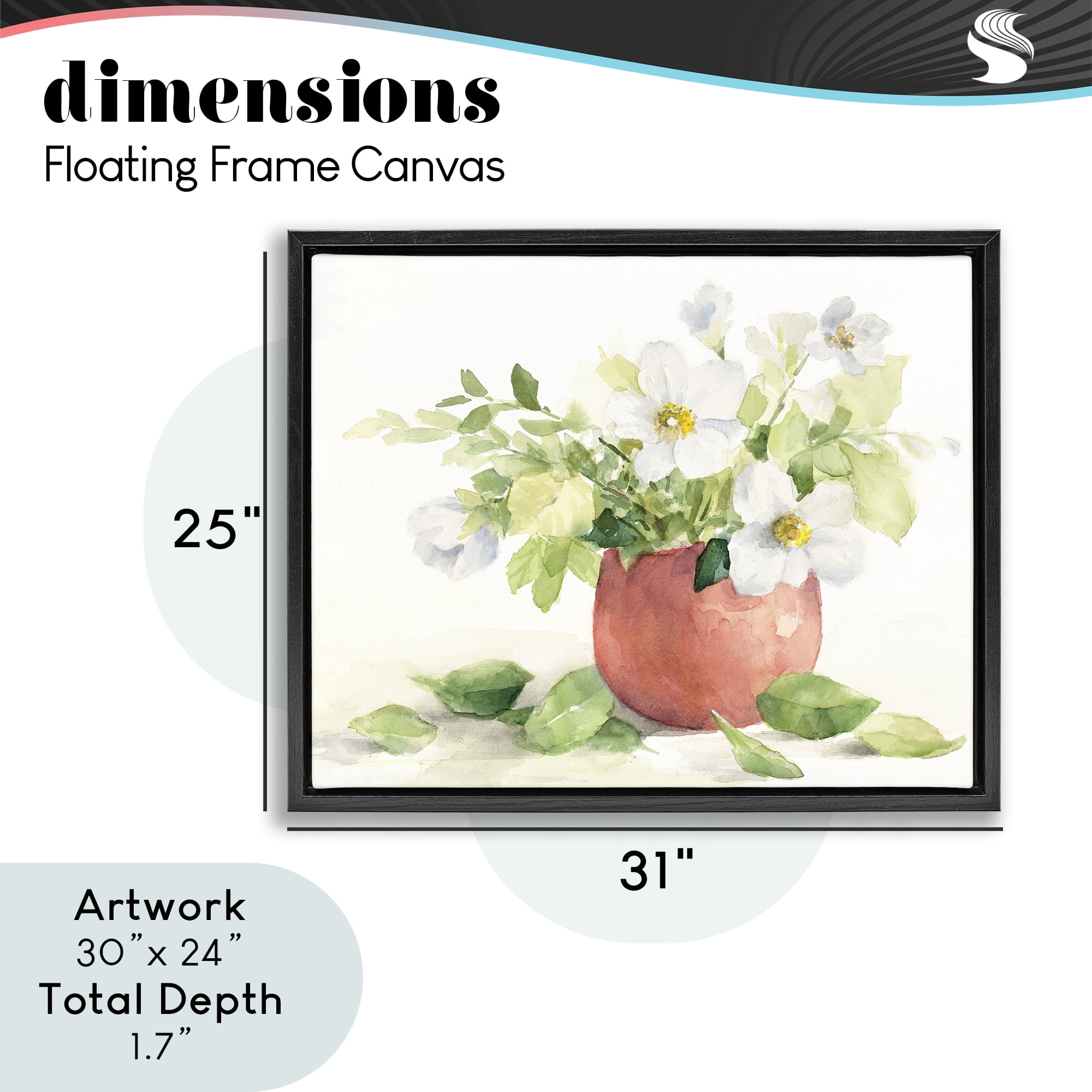 Stupell Industries White Anemones in Copper Vase Black Framed Floater Canvas Wall Art, design by Lanie Loreth