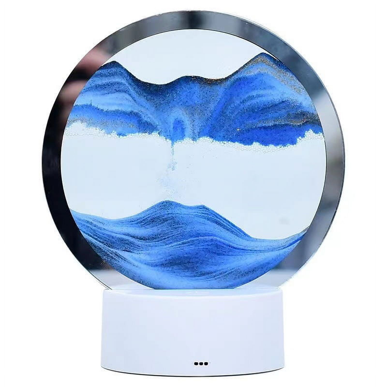 3D Sand Art Liquid Motion, Kinetic Art Quicksand Painting with Led Light Home Office Relaxing Mood Desktop Sandscape Ambient Lighting