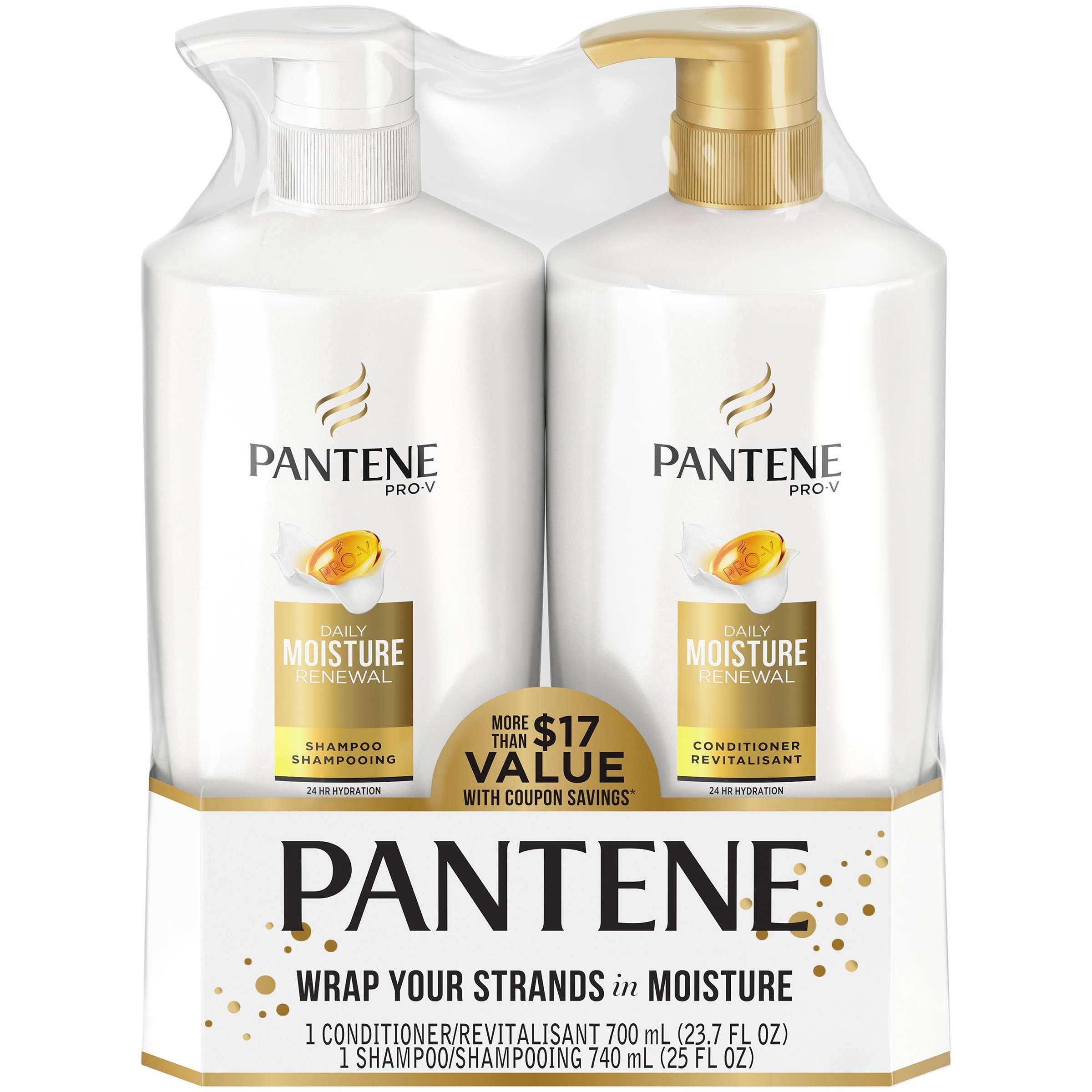 Pantene Pro-V Daily Moisture Renewal Shampoo and Conditioner Dual Pack, 48.7 fl oz - image 4 of 6