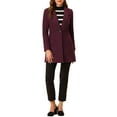 thumbnail image 2 of INSPIRE CHIC Women's Classic Notched Lapel Long Sleeves Long Overcoat S Purplish, 2 of 7