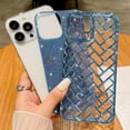 thumbnail image 2 of Compatible with iPhone 13 Pro Max Case 6.7 Inch, Elegant 3D Woven Pattern Plating Bling Phone Case, Sparkle Grid Printed case for Women Girls Soft Silicone Protective Back Cover-Blue, 2 of 11