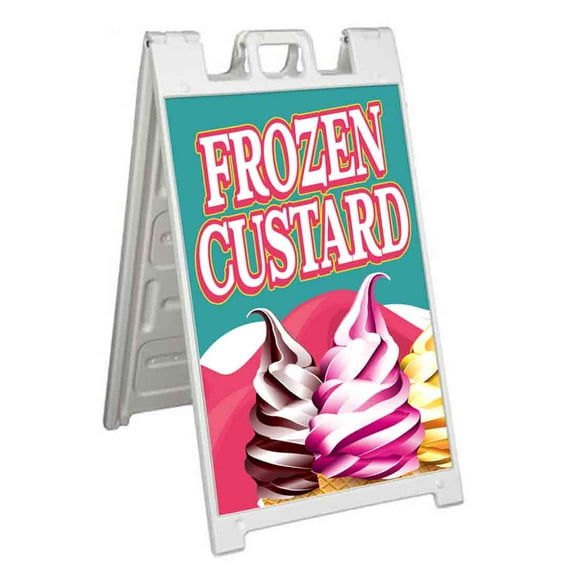 Frozen Custard (24" X 36") Standard A-Frame Signicade, Includes Decal Applied To Stand