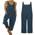 thumbnail image 3 of Combinaisons pour Femmes Sans Manches Dos Nu Bretelles Spaghetti Pantalon Large, 3 of 5