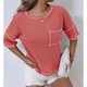 thumbnail image 4 of Camisetas Casuales de Mujer Nueva Camiseta de Manga Corta de Cuello U de Color Sólido de Verano, Poliéster, 4 of 7