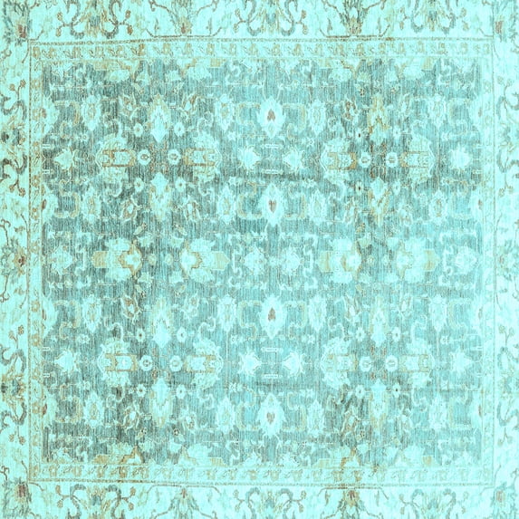 Ahgly Company Indoor Square Oriental Light Blue Traditional Area Rugs, 6' Square