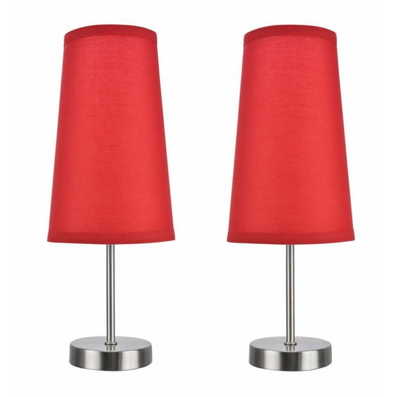 Aspen Creative 40084-2, 2-Pack Set - One-Light Candlestick Table Lamp, Contemporary Design in Satin Nickel, 14 1/4" High