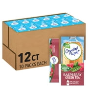 Crystal Light On-The-Go Raspberry Green Tea Drink Mix Box, 10 - 0.09 oz Packets (Pack of 12)