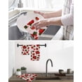 thumbnail image 5 of Pink Strawberry Kitchen Dish Towels for Drying Dishes Set of 4, Spring Floral Watercolor Summer Botanical Waffle Weave Microfiber Hand Tea Bathroom Towels Quick Dry & Absorbent Towel 12x12, 5 of 7