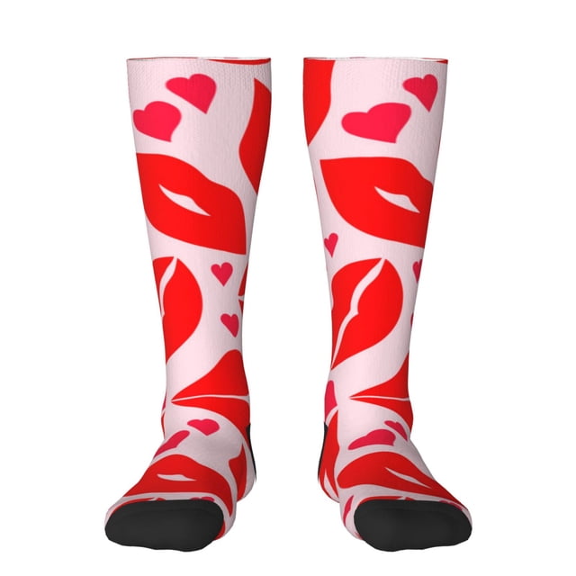 Balery Lips Kiss Calcetines novedosos Calcetines deportivos Calcetines hasta la rodilla Calcetines de algodón Calcetines originales y geniales