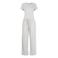 thumbnail image 7 of RKSTN Two Piece Sets for Women ,Solid Color Short Sleeve Crew Neck Shirts with Pants ,Womens Summer Sets（Gray ,M), 7 of 7