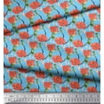 thumbnail image 3 of Soimoi Blue Silk Fabric Leaves & Floral Printed Fabric 1 Yard 42 Inch Wide, 3 of 3