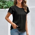 thumbnail image 5 of Lixiuxyad Women Dressy Casual Tops Business Work Blouses Summer Shirts Short Sleeve Crew Neck Trendy Flowy,Black XL, 5 of 7