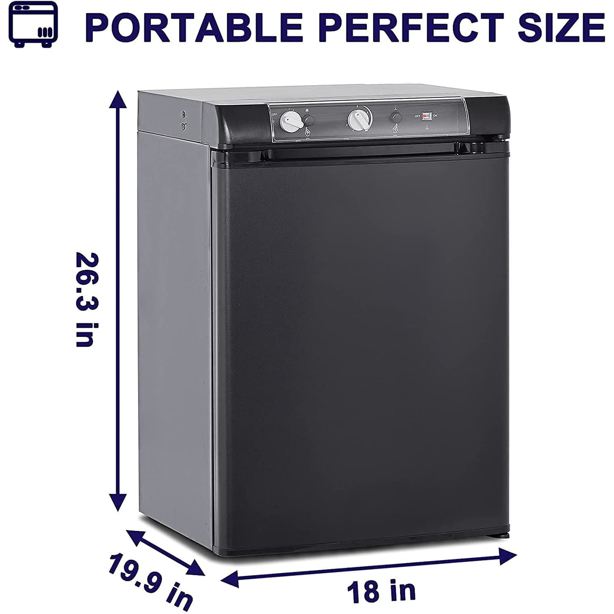 Smad Propane Refrigerator 3 Way for Semi Truck 12V 110V LPG 2.1 Cu ft Quiet Rv Fridge