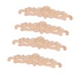 thumbnail image 2 of 20 Piezas 20X5 cm de Madera de Caucho Tallado Apliques de Onlay Largo Sin Pintar Flor Rosa Puerta Decoración del Hogar Estilo Europeo, 2 of 5