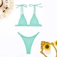 thumbnail image 6 of WREESH Womens String Bikini Sets Solid Color Swimwear Two-Piece Slim Swimsuit Bikini Straped Swimsuits Beach Bathing Suit Sky Blue, 6 of 6