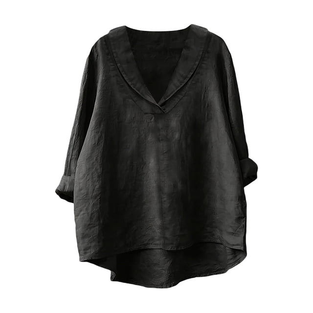 Chemise Décontractée en Mélange de Lin Coupe Ample Col Rond Style Élégant