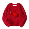 thumbnail image 3 of Girls Red Heart Print Sweatshirt, Valentine Oversized Crew Neck, Stretchy 95% Polyester 5% Spandex Cute Romantic Top for 3-16 Years (Sizes 90-160),Size 2-3 T, 3 of 4