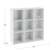 Best Choice Products 9-Cube Bookshelf, 11in Display Storage Organizer w/ 3 Removable Back Panels - White