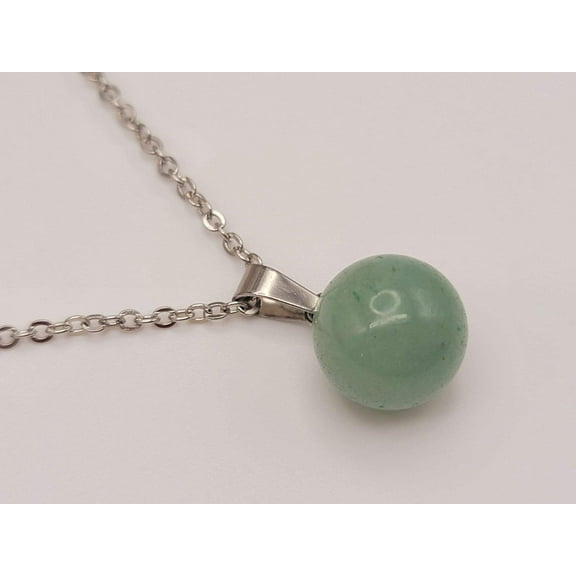 Natural Handmade Crystal Necklace Silver Tone Green Aventurine Healing Crystal Necklace