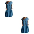 thumbnail image 2 of Sonducket Vestido de poliéster para mujer, sin mangas, informal, de verano, transpirable, cuello , bolsillo doble, vestidos de moda para niñas Type17 NO17, 2 of 6