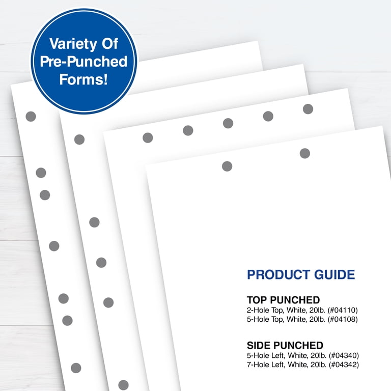 PrintWorks Professional 2 Hole Punch Top Paper - Pre-Punched for