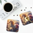 thumbnail image 3 of Bingfone Vintage Rainbow Cloud White Horse Leather Drinks Coasters with Set of 6,Suitable for Home Kitchen,Coffee Cup Coasters Home Gift, 3 of 7