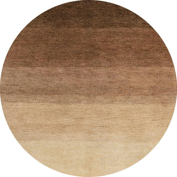 Ahgly Company Indoor Round Abstract Saddle Brown Abstract Area Rugs, 6' Round