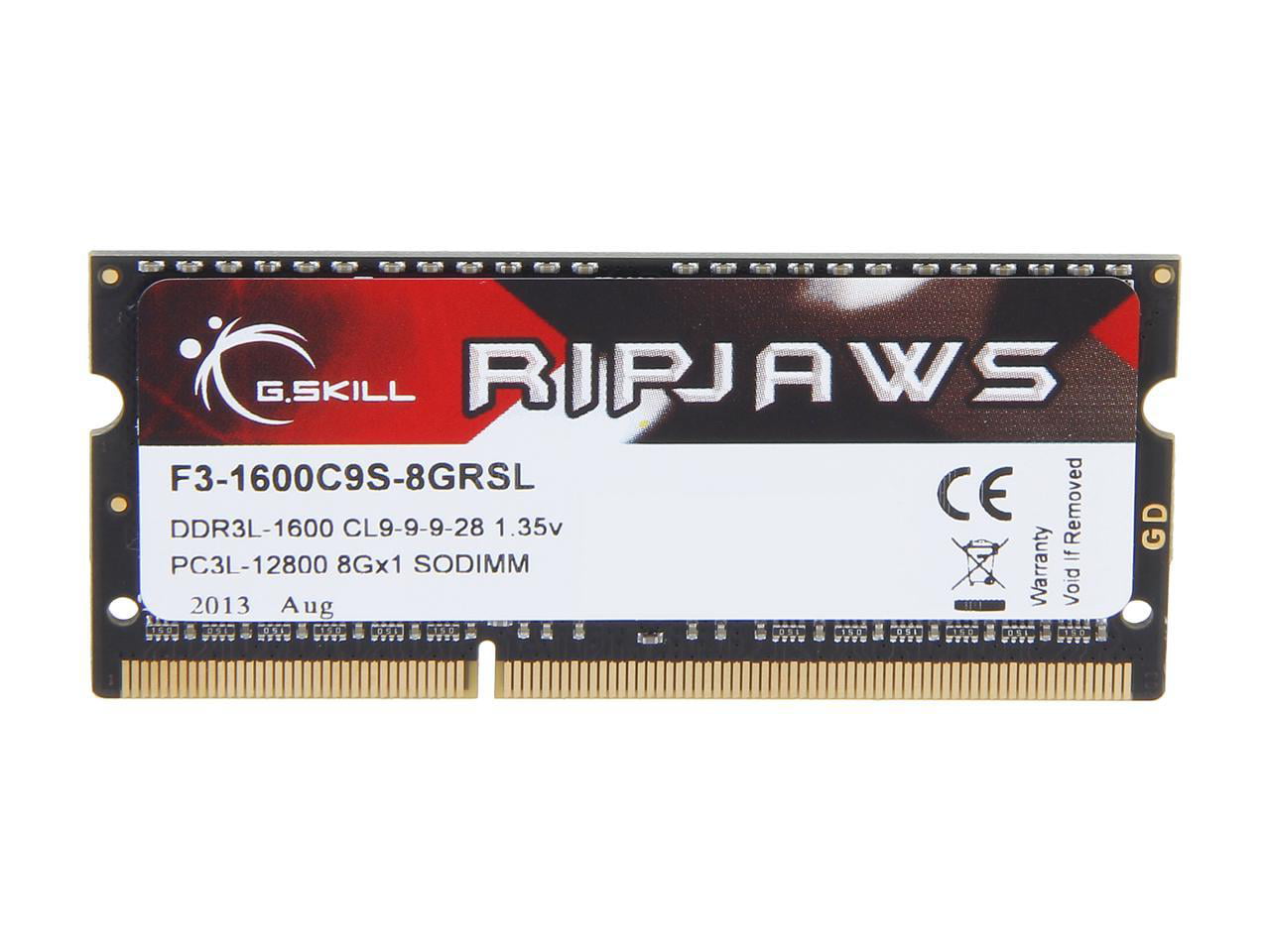 Ripjaws Series 8GB 204-Pin DDR3 SO-DIMM DDR3L 1600 (PC3L 12800)  Laptop Memory Model F3-1600C9S-8GRSL