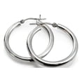 thumbnail image 2 of Sterling Silver 4mm High Polished Round Hoop Earrings, 20mm, 2 of 2