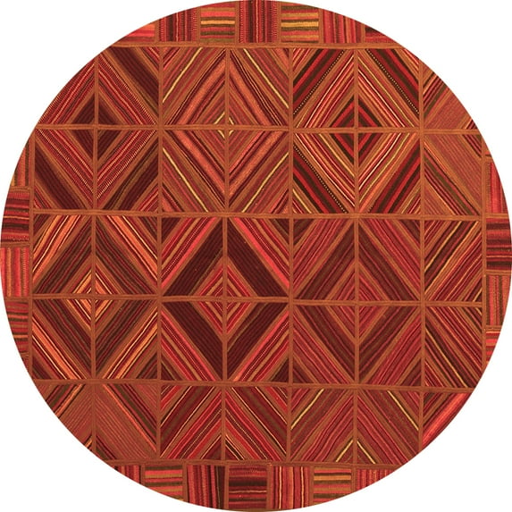 Ahgly Company Indoor Round Southwestern Orange Country Area Rugs, 8' Round