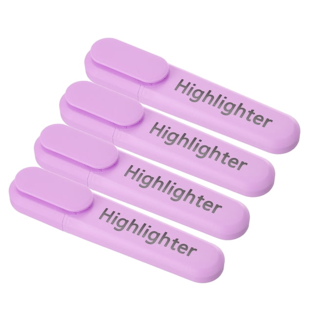 Unique Bargains Highlighter, Broad Point, Purple, 4 Count, 4 Pack