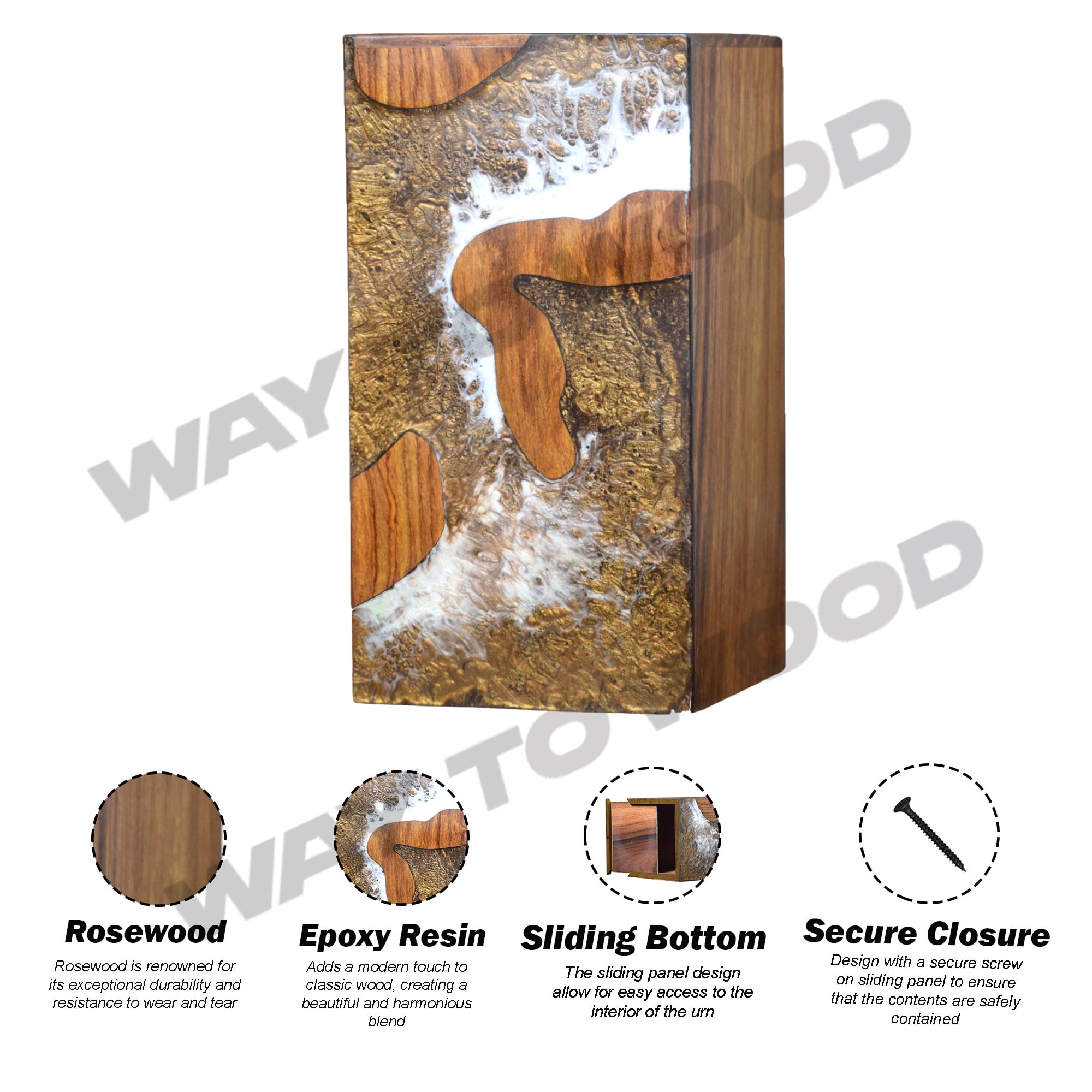 Wooden Urn for Human Ashes Adult Male/Female – Durable Cremation Urn for Ashes - Premium Memorial Urns for Adults – Suitable for Burial or Home Display