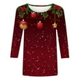 thumbnail image 3 of Uootdi Christmas Gifts Christmas Shirts for Women 3/4 Sleeve Round Neck Tunic Tops Glitter Xmas Tree Print Tshirt Gift Pullover B louses, 3 of 5