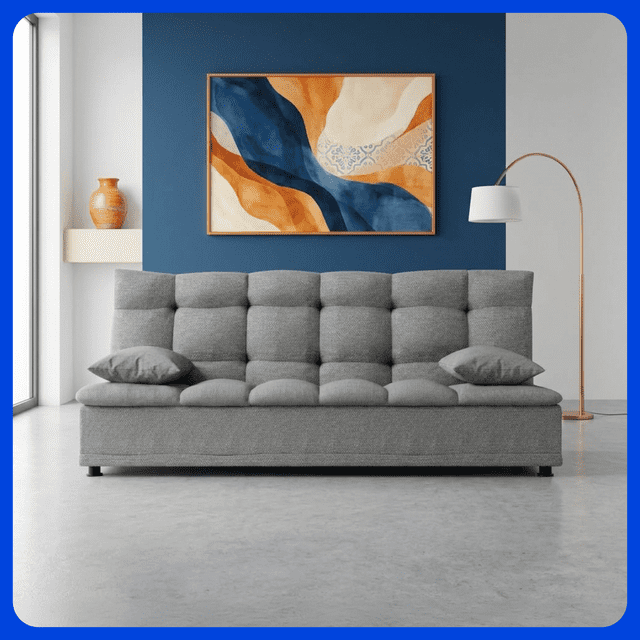 LASE Muebles Sofá Cama Matrimonial Río Reclinable 3 Posiciones Sala Lino Azul