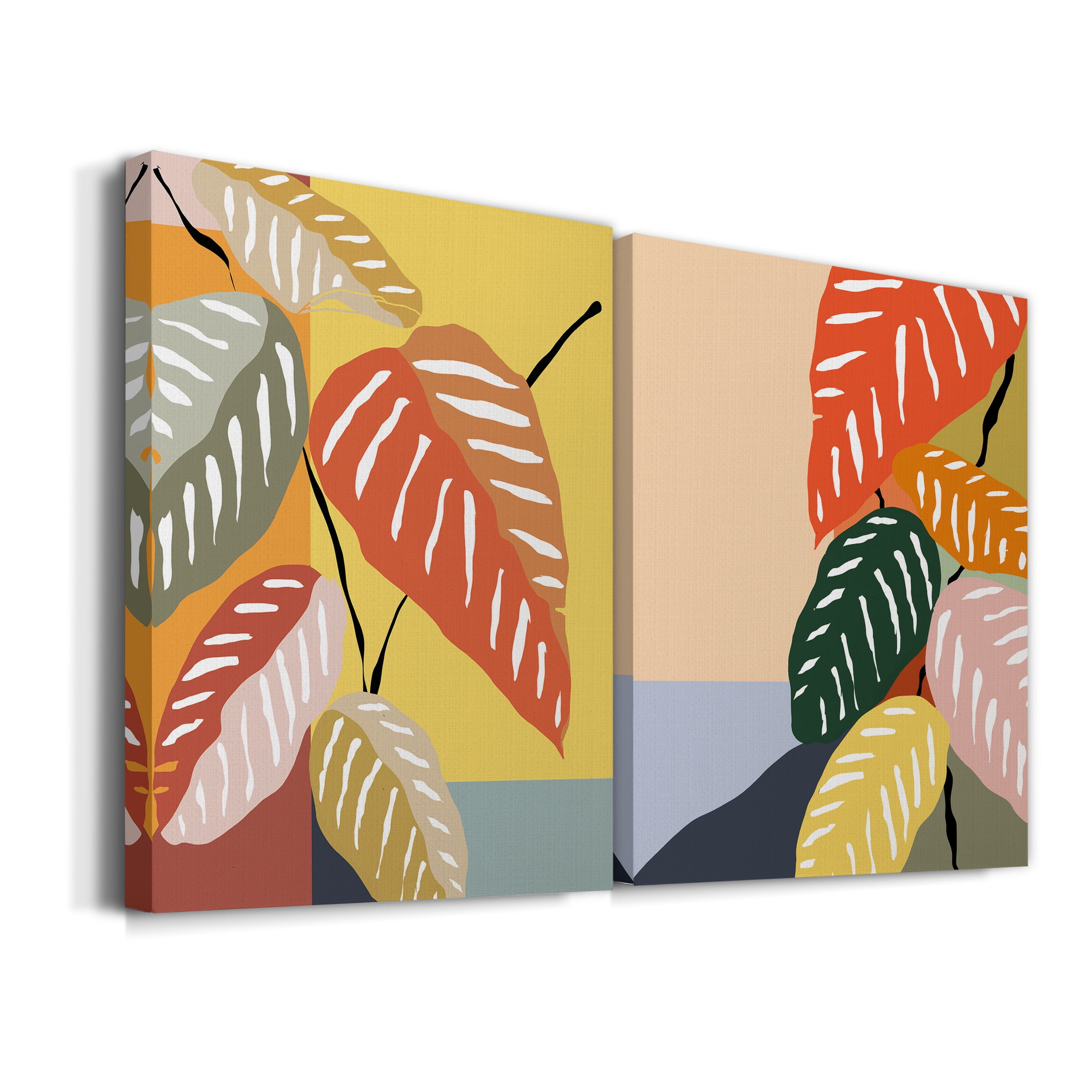 Tropical Plant I Premium Gallery Wrapped Canvas - Ready to Hang - Set of 2 - 8 x 12 Each