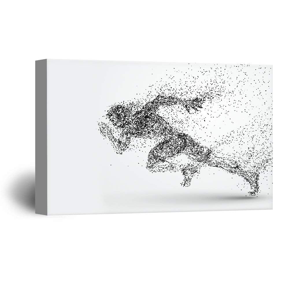 wall26 Canvas Print Wall Art Dot Explosion Abstract Track &amp; Field Runner Sports Athletes Digital Art Modern Art Rustic Scenic Urban Exercise Colorful for Living Room, Bedroom, Office - 32"x4