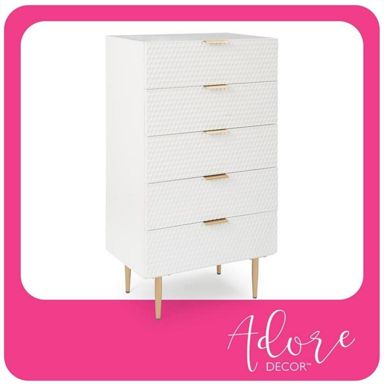 Atlin Designs Modern 5 Drawer Tallboy Dresser White - Walmart.com