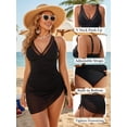 thumbnail image 4 of MOYIKO Women One Piece Swimsuit Tummy Control Bathing Suit Mesh Sheer Sarong Wraps Swim Dress Black Monikini Swimwear Size L, 4 of 7